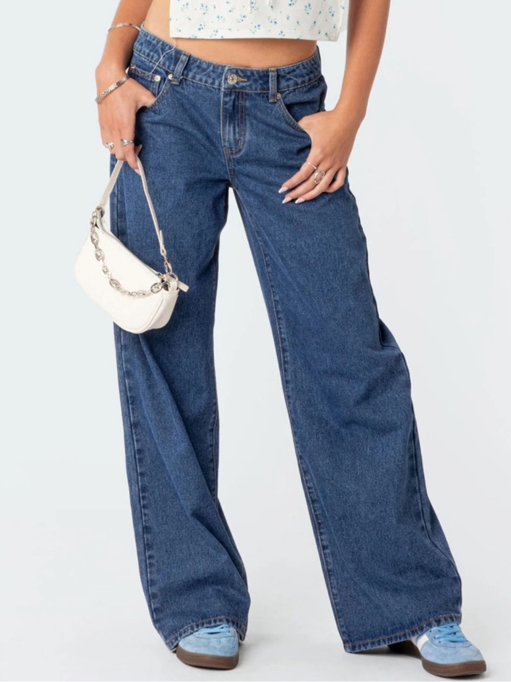 Edikted Classic Wide-Leg Jeans - Dark Blue